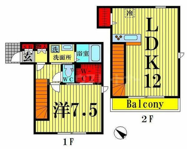 ローズガーデン B-2｜東京都足立区竹の塚２丁目(賃貸テラスハウス1LDK・--・52.17㎡)の写真 その2