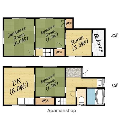 旭区生江１丁目貸家｜大阪府大阪市旭区生江１丁目(賃貸一戸建4DK・--・57.35㎡)の写真 その2