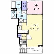 カーロ・アンビエンテ　Ｂ 103 ｜ 山口県宇部市則貞２丁目（賃貸アパート1LDK・1階・37.13㎡） その2