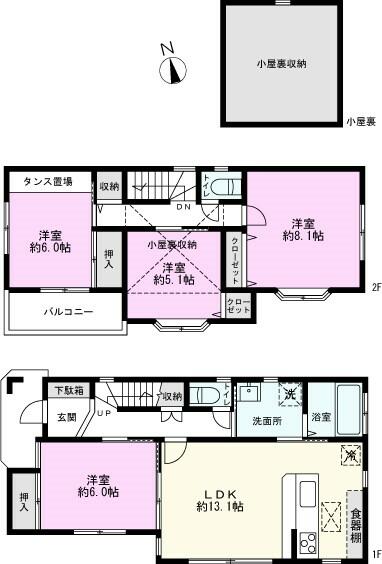 新松戸３丁目戸建 1｜千葉県松戸市新松戸３丁目(賃貸一戸建4LDK・--・95.92㎡)の写真 その2