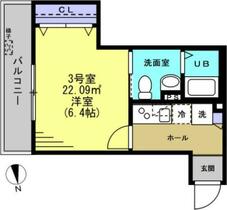 ＣＳ千住新橋 303 ｜ 東京都足立区足立１丁目（賃貸アパート1K・3階・22.09㎡） その2