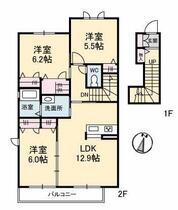 シャーメゾン　ブルームステージ　Ａ棟 201 ｜ 高知県高知市神田（賃貸アパート3LDK・2階・75.22㎡） その2