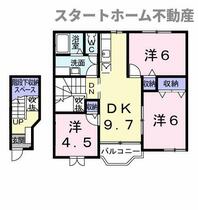 クワ　フォレスト 202 ｜ 徳島県板野郡上板町七條字御宝（賃貸アパート3DK・2階・65.98㎡） その2