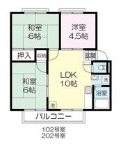 サニーハイツ中山 202 ｜ 宮城県仙台市青葉区中山６丁目（賃貸アパート3LDK・2階・51.83㎡） その2