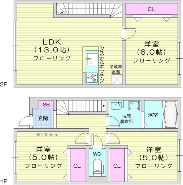 間取：3LDK、エアコン、追い焚き、独立洗面台