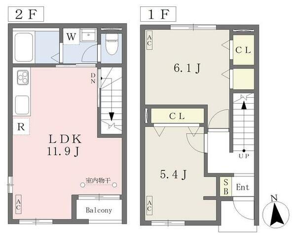 メゾンブランシュ 102｜東京都板橋区大谷口北町(賃貸テラスハウス2LDK・--・56.82㎡)の写真 その2