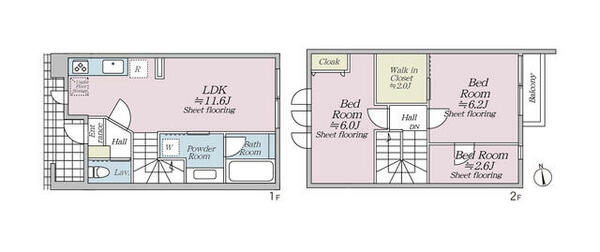 オルキデ蘆花公園 102｜東京都世田谷区八幡山３丁目(賃貸テラスハウス3LDK・--・66.05㎡)の写真 その2