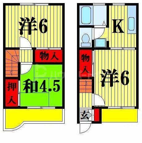 プラザ・２１　Ｂ棟 3｜千葉県流山市大字西平井(賃貸テラスハウス3K・--・47.74㎡)の写真 その2