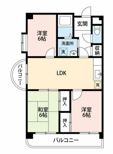 愛知県岡崎市久後崎町字両神（マンション）の賃貸物件6Aの間取り