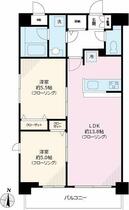 東京都文京区千駄木３丁目（賃貸マンション2LDK・4階・54.80㎡） その2