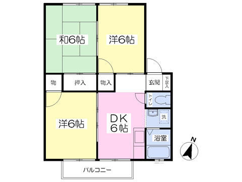 パークウェイホームズＢ 201｜岩手県盛岡市津志田中央１丁目(賃貸アパート3DK・2階・40.70㎡)の写真 その2