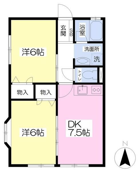 ロイヤルヒルズ 103｜東京都三鷹市井口１丁目(賃貸アパート2DK・1階・44.62㎡)の写真 その2