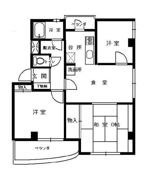 ホンダハイツ 302｜香川県高松市宮脇町２丁目(賃貸マンション3DK・3階・62.25㎡)の写真 その1