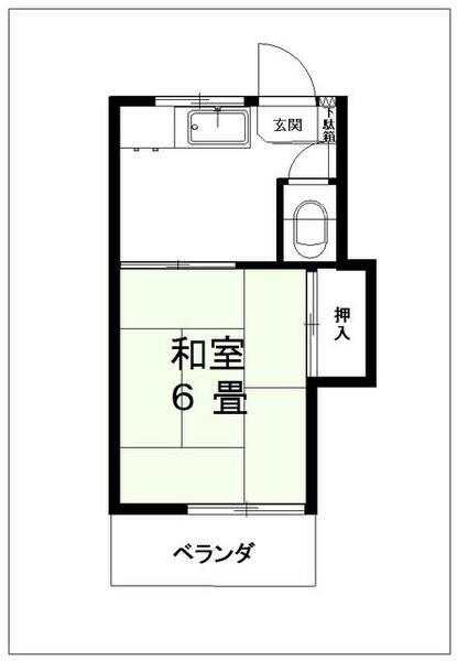 五月荘｜東京都福生市志茂(賃貸アパート1DK・2階・22.72㎡)の写真 その2