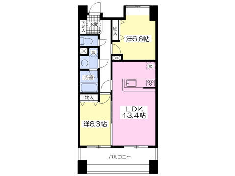 グランルージュ北一番丁 1205｜宮城県仙台市青葉区木町通１丁目(賃貸マンション2LDK・12階・62.77㎡)の写真 その2