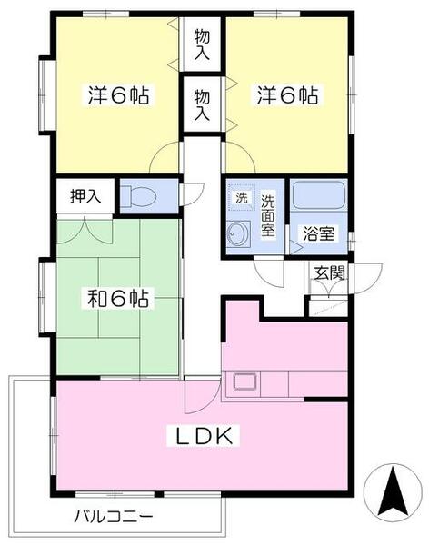 ルネッサンス平成 401｜熊本県熊本市南区平成２丁目(賃貸マンション3LDK・4階・68.04㎡)の写真 その2