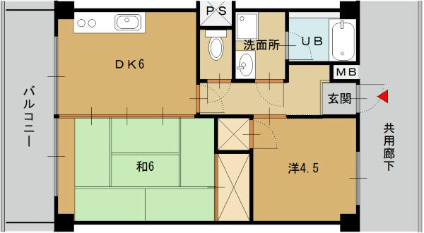 フラットリバーサイド｜京都府舞鶴市字溝尻(賃貸マンション2DK・3階・41.58㎡)の写真 その2