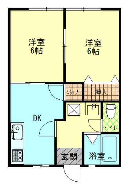 サンハイム｜千葉県八街市文違(賃貸アパート2DK・1階・43.00㎡)の写真 その2