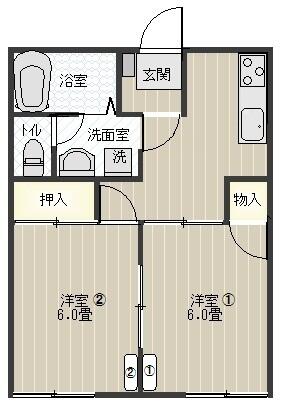 伸和ハイツ大久保 202｜千葉県習志野市本大久保２丁目(賃貸アパート2DK・2階・38.83㎡)の写真 その2