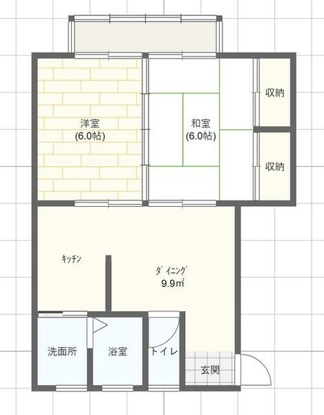 クレインハイツ 102｜新潟県長岡市川崎３丁目(賃貸アパート2DK・1階・49.27㎡)の写真 その2