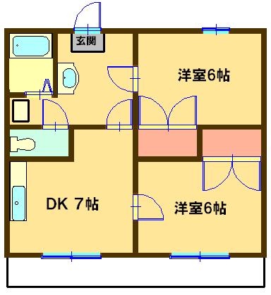 アクアグリーン２ 203｜千葉県富里市七栄(賃貸アパート2DK・2階・46.37㎡)の写真 その2