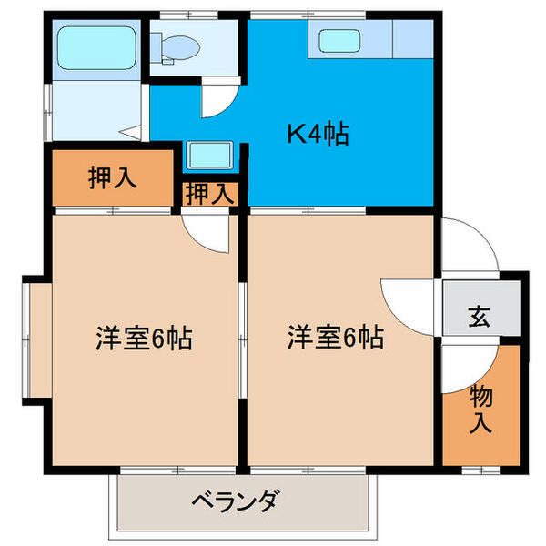 宮城県大崎市古川中里５丁目(賃貸アパート2K・2階・42.00㎡)の写真 その1