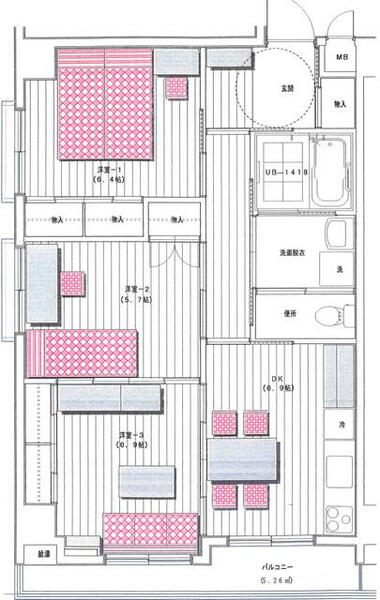 第６ストークマンション 405｜東京都江戸川区南篠崎町２丁目(賃貸マンション3DK・4階・62.30㎡)の写真 その2