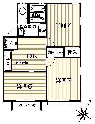 メゾンド岡田 101｜福島県いわき市小名浜岡小名字前原(賃貸アパート3DK・1階・55.00㎡)の写真 その1