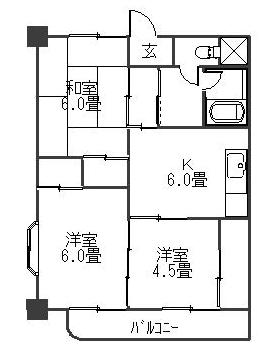 レジデンスＲＳ 401｜栃木県宇都宮市駒生町(賃貸マンション3DK・4階・51.03㎡)の写真 その2