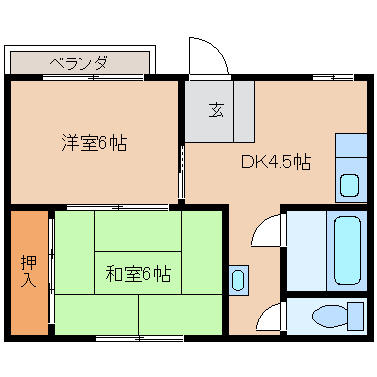 南東ハイツ 202｜富山県富山市山室(賃貸マンション2DK・2階・40.00㎡)の写真 その2