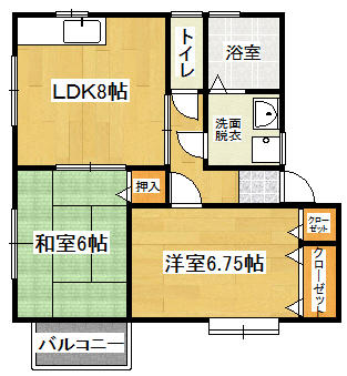 クリビエ 202｜福岡県大牟田市大字手鎌(賃貸アパート2LDK・2階・49.27㎡)の写真 その2