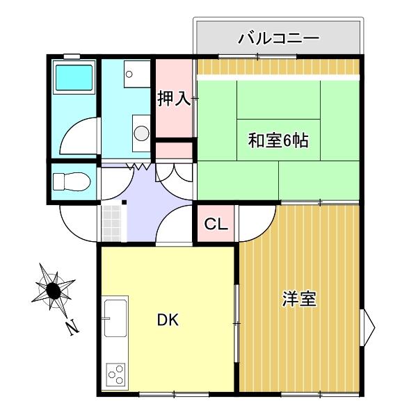 静岡県伊東市吉田(賃貸アパート2DK・2階・36.06㎡)の写真 その2