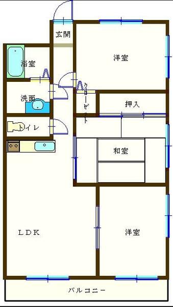 ＶＩＰⅡ 207｜山口県下関市稗田北町(賃貸マンション3LDK・2階・56.10㎡)の写真 その2