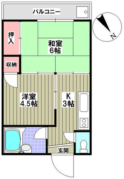 東京都北区西ケ原１丁目(賃貸マンション2K・3階・30.00㎡)の写真 その2