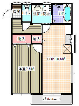 パークサイドＣ 201｜栃木県矢板市木幡(賃貸アパート1LDK・2階・44.70㎡)の写真 その2