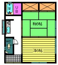 前野住宅 4 ｜ 茨城県下妻市小島（賃貸一戸建2K・--・34.66㎡） その2