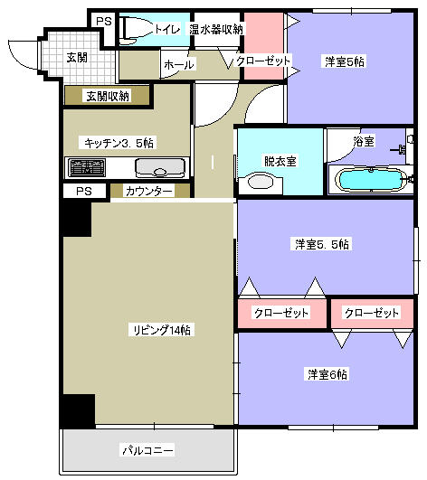 ベルシー室蘭 404｜北海道室蘭市海岸町２丁目(賃貸マンション3LDK・4階・78.68㎡)の写真 その1