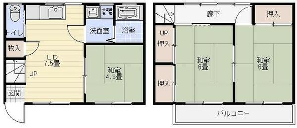 コーポ藤 102｜千葉県船橋市習志野台５丁目(賃貸テラスハウス3DK・--・57.80㎡)の写真 その2