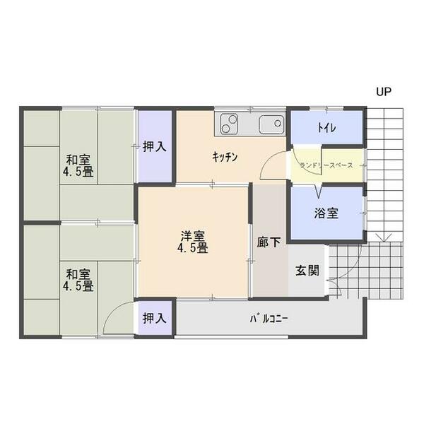 鹿児島県鹿屋市札元１丁目(賃貸アパート3K・2階・40.57㎡)の写真 その1