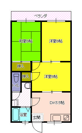 スカイハイツ 202｜千葉県香取市玉造(賃貸アパート3DK・2階・49.59㎡)の写真 その2
