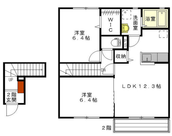 ２ＣＶ駿河台（ドゥシィーボォースルガダイ） D201｜静岡県富士市今泉(賃貸アパート2LDK・2階・61.54㎡)の写真 その2