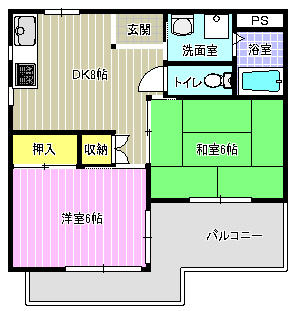 パームサイドビラ 303｜高知県高知市はりまや町３丁目(賃貸マンション2DK・3階・40.80㎡)の写真 その1