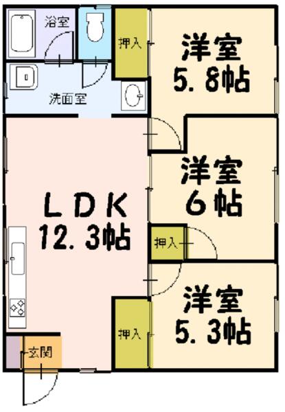 ベイサイド平潟Ｂ棟 2｜神奈川県横浜市金沢区平潟町(賃貸アパート3LDK・2階・66.10㎡)の写真 その1