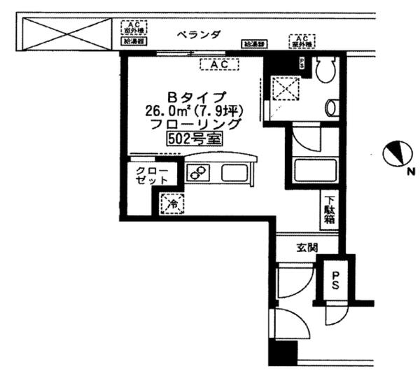 学協ビル 502｜東京都江東区大島８丁目(賃貸マンション1K・5階・23.20㎡)の写真 その2