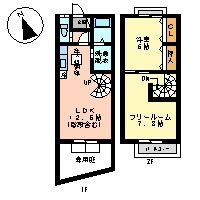 愛知県名古屋市天白区元植田２丁目（テラスハウス）の賃貸物件の間取り