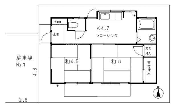 志村平屋貸家｜埼玉県所沢市泉町(賃貸一戸建2K・--・34.35㎡)の写真 その2