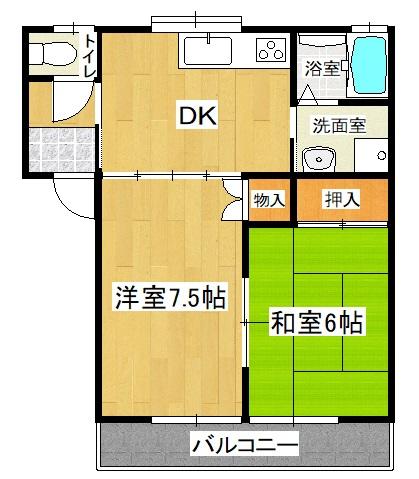 コーポレグルスⅡ 202｜福島県須賀川市下宿町(賃貸アパート2DK・1階・43.84㎡)の写真 その2