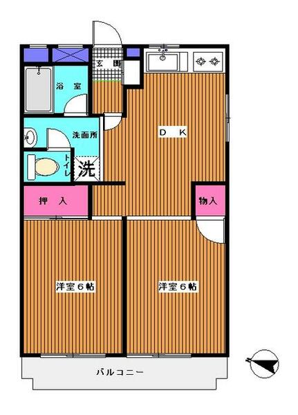 ウイスタリア５４ 103｜神奈川県横浜市青葉区藤が丘１丁目(賃貸マンション2DK・1階・44.95㎡)の写真 その2