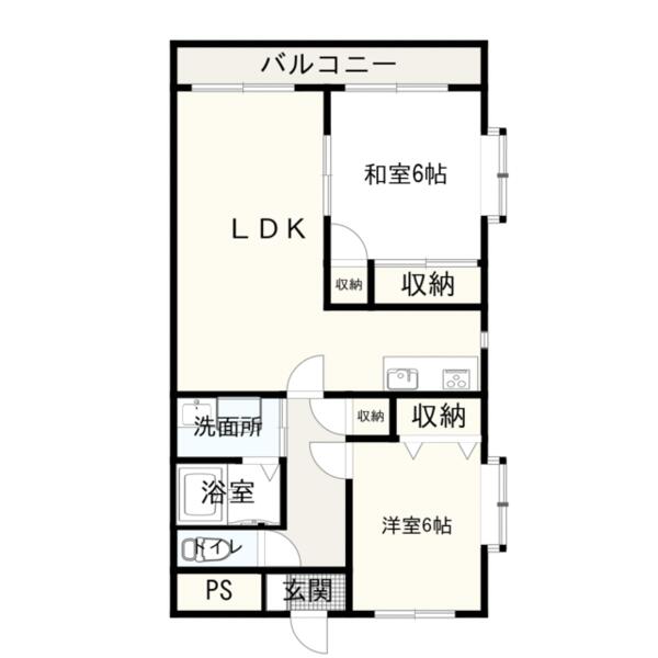 マリベール久保山 206｜大分県大分市大字森(賃貸マンション2LDK・2階・58.24㎡)の写真 その2