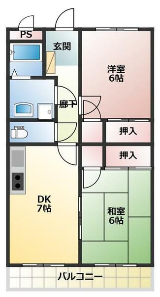 リバーサイド西八王子 215｜東京都八王子市長房町(賃貸マンション2DK・2階・48.60㎡)の写真 その2